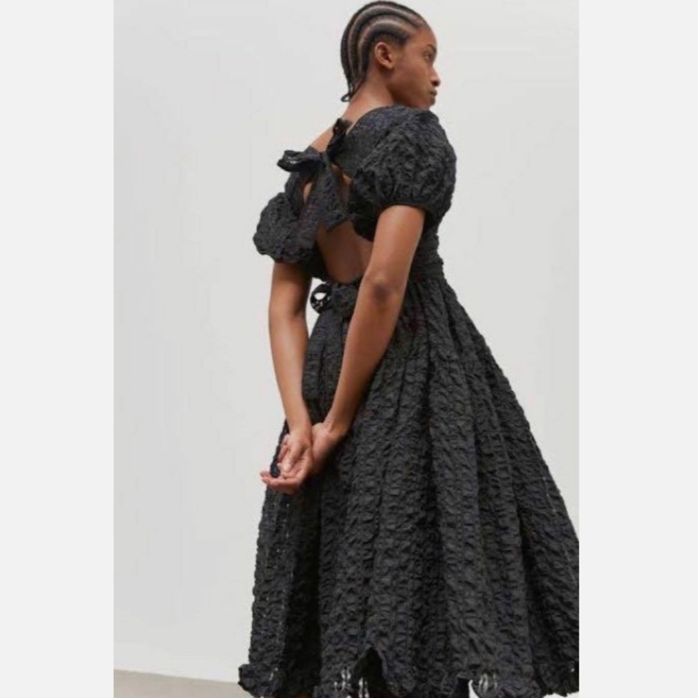 ★Worn Once! Org.$1335 Cecilie Bahnsen Maya Puff-Sleeve Cloque Dress UK12/US8★